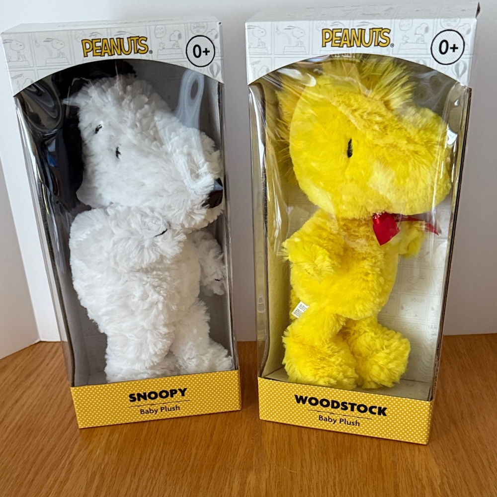 Peanuts Snoopy and Woodstock Plush Toys - White and Yellow